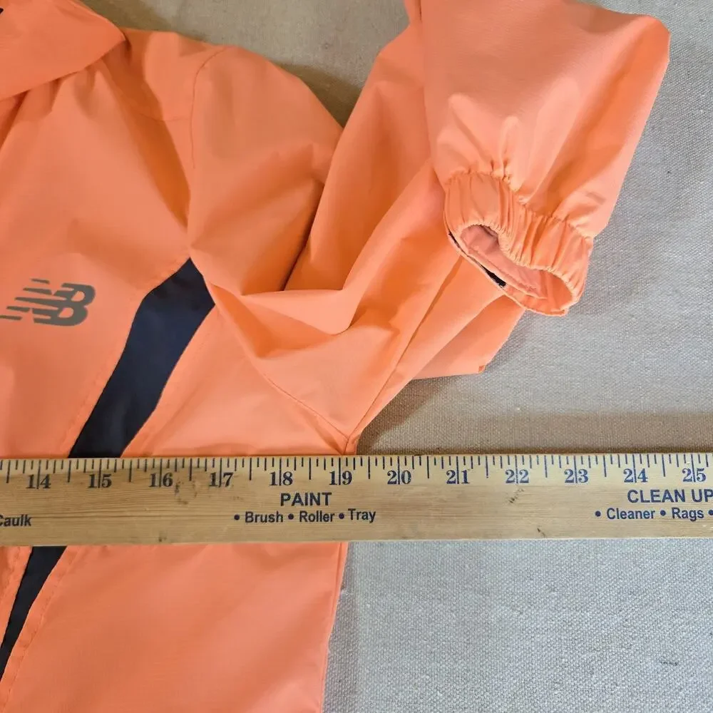New Balance Running Windbreaker Jacket Full Zip Athletic Coral Orange Size S